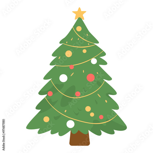 Decorated Christmas Tree with Star Topper
