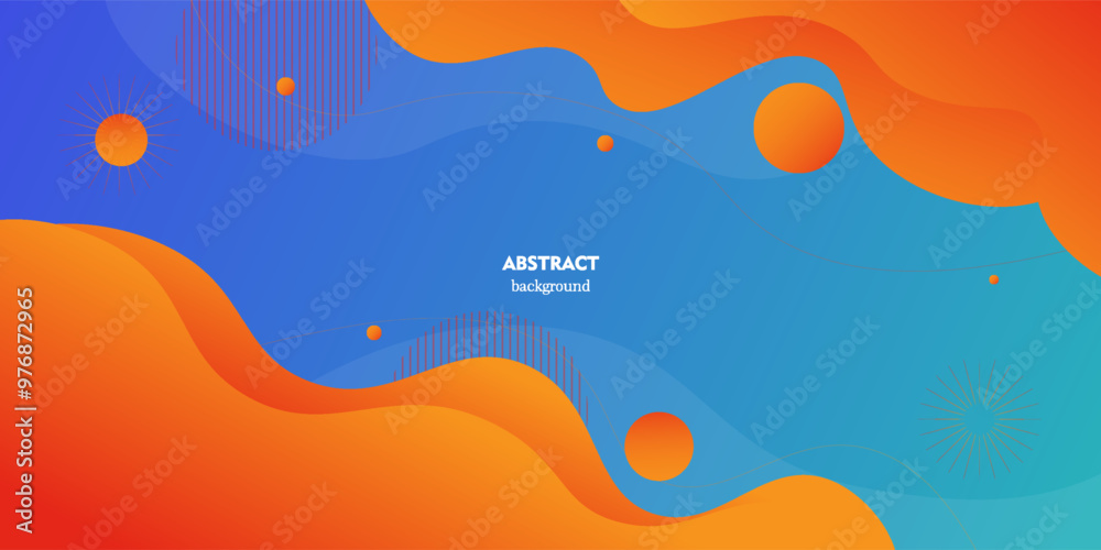 Bright orange and blue geometric business banner design. Creative banner design with wave and line shapes as template. Bright orange and blue geometric business banner design. Creative banner design with wave and line shapes as template.