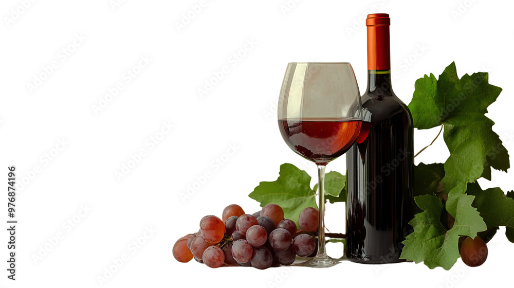 Fototapeta premium Red and white wine with grapes