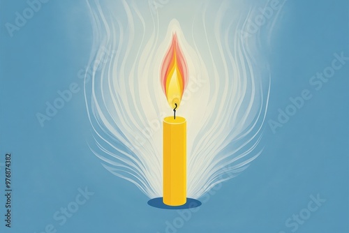 3D render of Christmas candles with pastel-colored flames on a pastel blue background. very detailed. Beautiful simple AI generated image photo