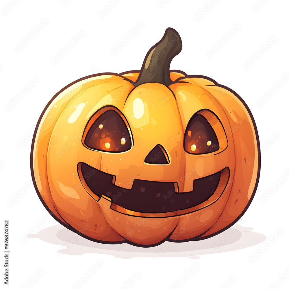 Cute Carved Pumpkin Jack o Lantern Cartoon Character on White Background Cute Carved Pumpkin Jack o Lantern Cartoon Character on White Background