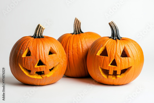 Halloween pumpkins on a white background