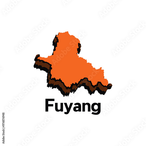 Map City of Fuyang - administrative map vector design, logotype element for template photo