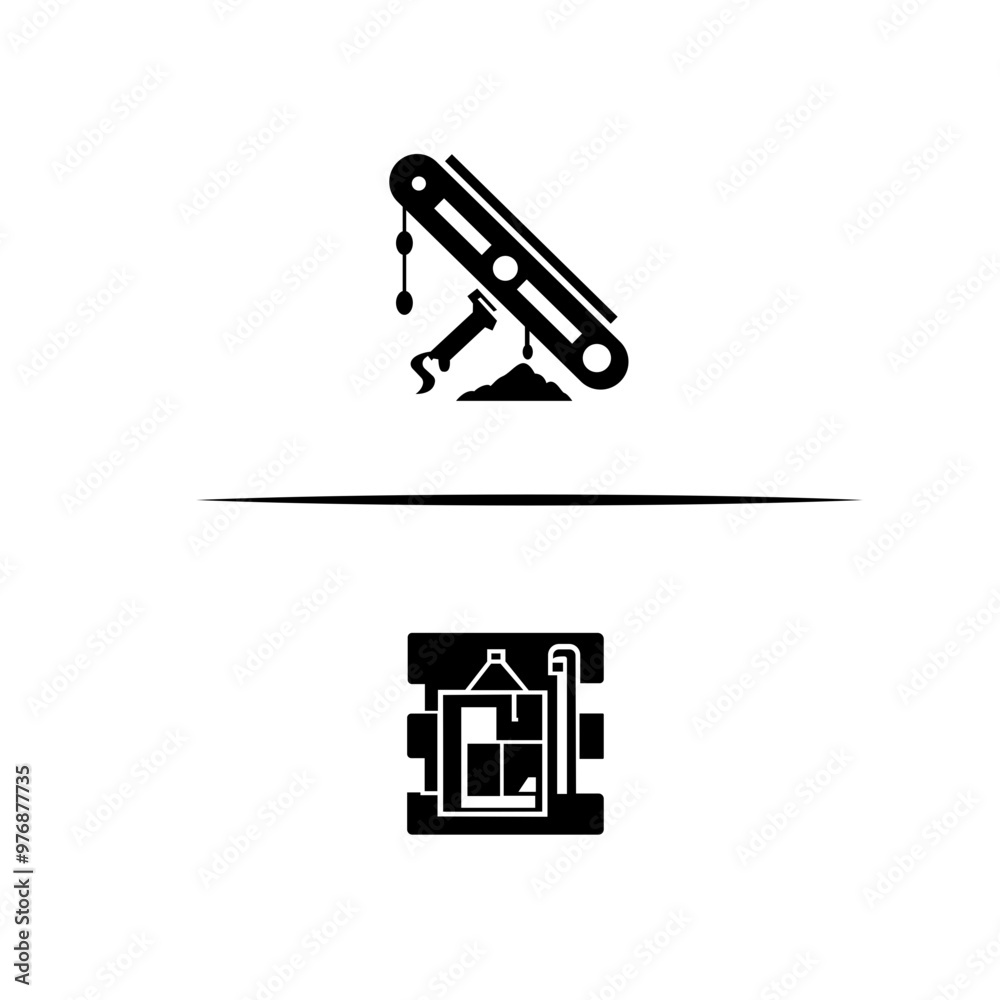 Construction icons set. Flat web icon set construction, home repair tools. Construction vehicle, elements, tools.