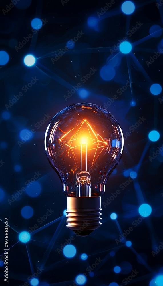 A glowing light bulb against a dark, connected background, symbolizing creativity, innovation, and bright ideas. A glowing light bulb against a dark, connected background, symbolizing creativity, innovation, and bright ideas.