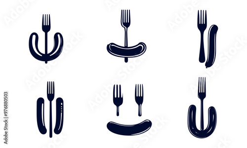 Stencil fork spoon knife icon isolated Food clipart Vector