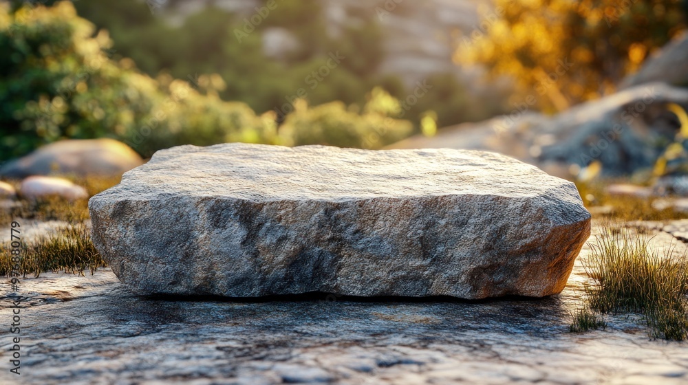 A stone-textured 3D display stand in an earthy environment with warm lighting and gentle shadows. A stone-textured 3D display stand in an earthy environment with warm lighting and gentle shadows.