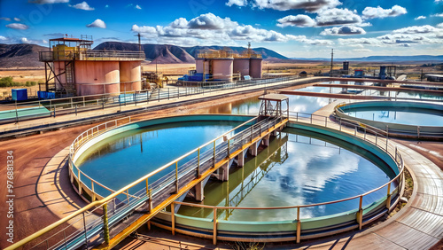Water treatment facility at a copper mine and processing plant, copper, mine, processing, plant