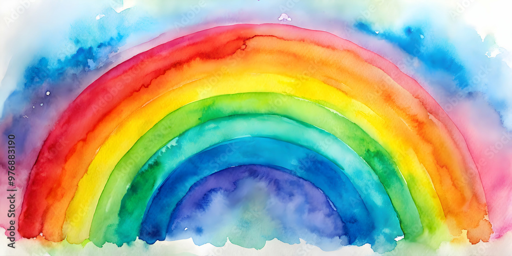 Obraz premium Vibrant rainbow watercolor painting on background, rainbow, vibrant, watercolor, painting,colorful, abstract, artistic