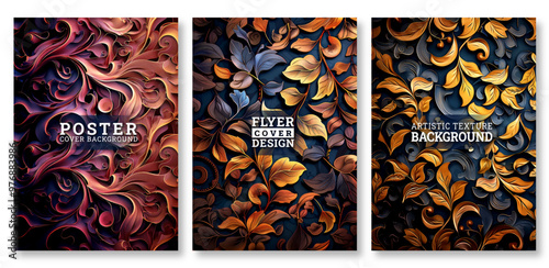 Abstract impasto blue floral art wedding invitation template design, Luxury invitation card background, floral texture, blooming art, Hand drawn texture design, invitation, abstract background, cover 