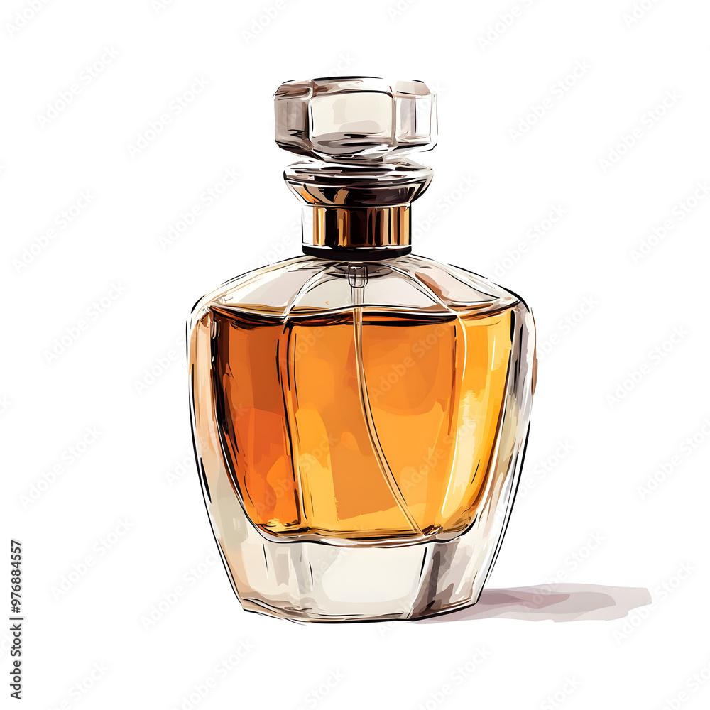 Fragrance bottle illustration shown on a plain white background Fragrance bottle illustration shown on a plain white background