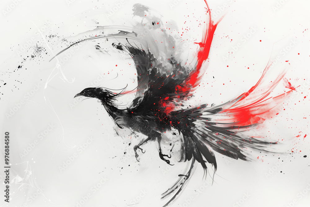 Chinese ink painting, Phoenix Chinese ink painting, Phoenix