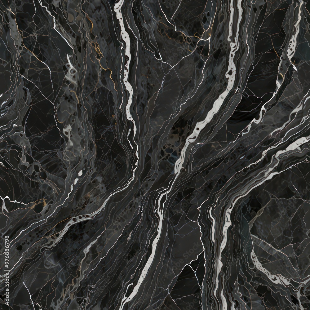 A Bardiglio marble texture with its medium to dark grey background and light grey veining. A Bardiglio marble texture with its medium to dark grey background and light grey veining.