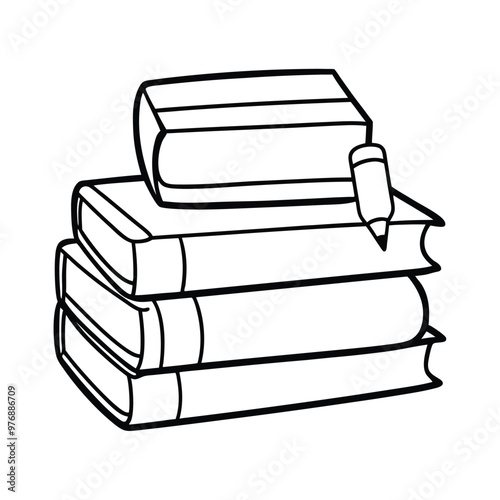  simple-books-stack-line art vector illustration