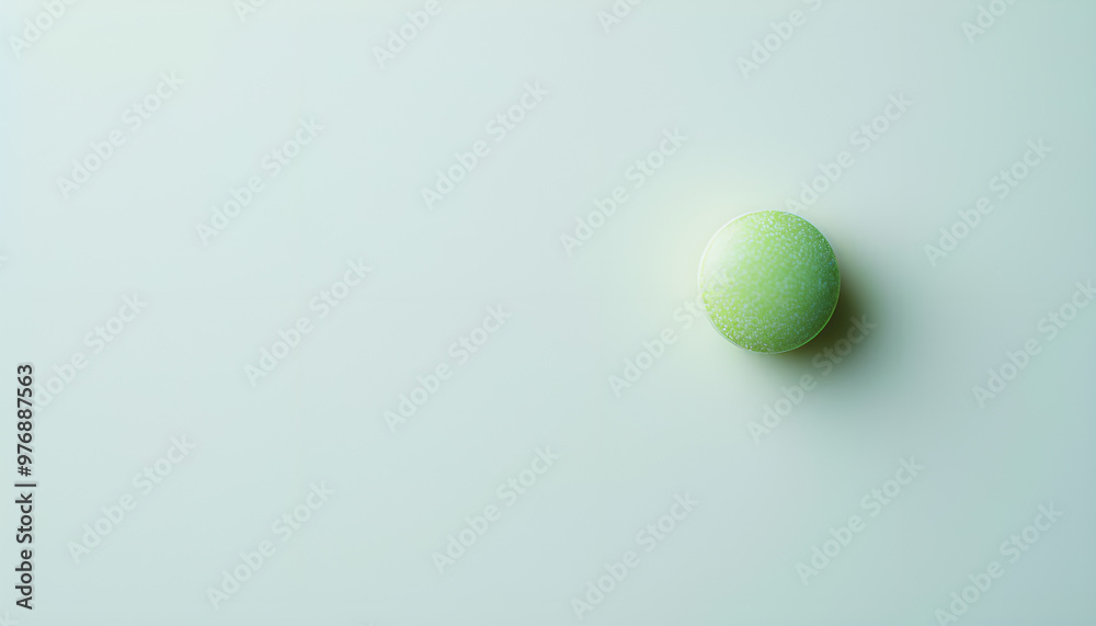 One light green pill on white background. Medicinal treatment One light green pill on white background. Medicinal treatment