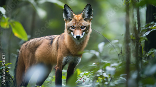 A maned wolf prowling the Brazilian wilderness. photo