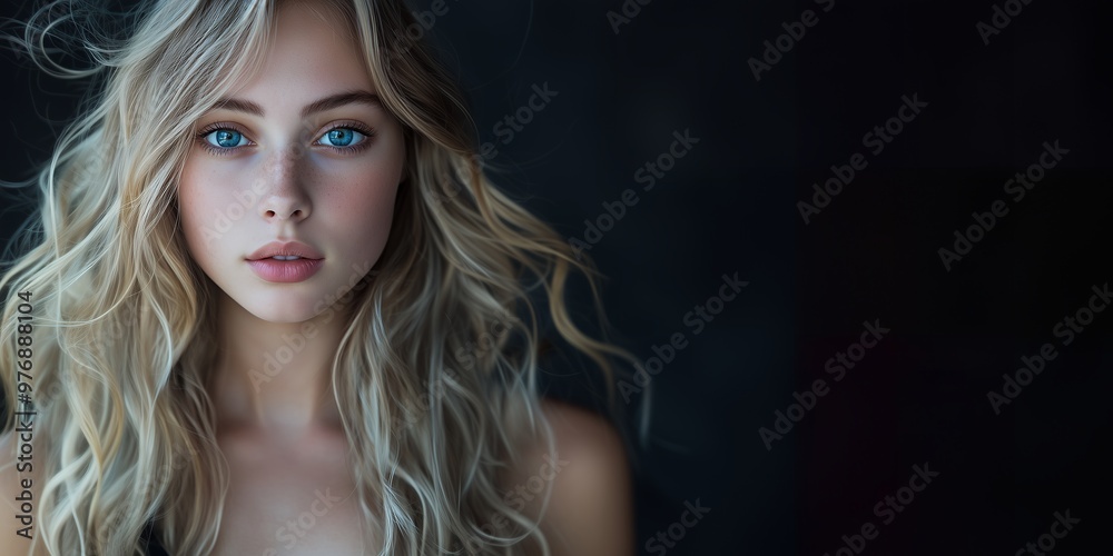 Ethereal Beauty Portrait of a Woman with Blonde Hair and Blue Eyes Ethereal Beauty Portrait of a Woman with Blonde Hair and Blue Eyes