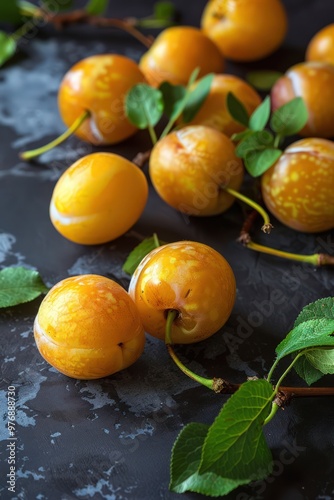 Image of yellow plums in 4k ultra HD High Quality