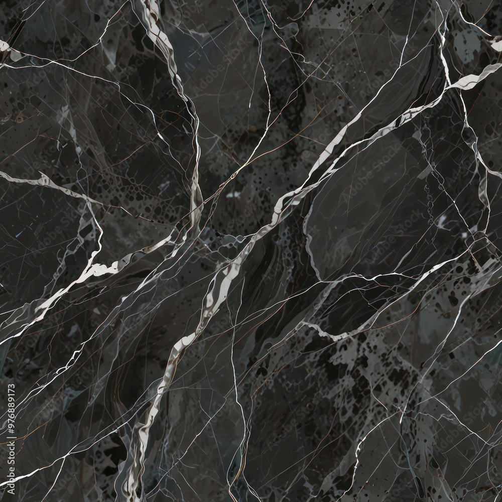 A Bardiglio marble texture with its medium to dark grey background and light grey veining.