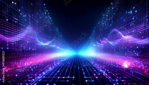 Abstract Technology Background with Neon Lights