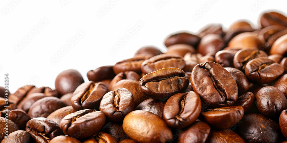 Close up of aromatic coffee beans on white background , caffeine, roasted, brew, drink, espresso, aroma, delicious, coffee shop, morning Close up of aromatic coffee beans on white background , caffeine, roasted, brew, drink, espresso, aroma, delicious, coffee shop, morning