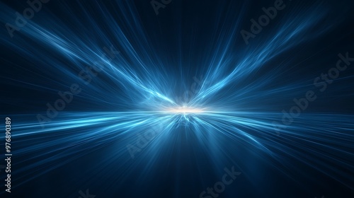 Abstract Blue Light Streaks Converging at a Center Point