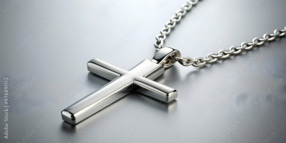 Simple and elegant cross necklace on a silver chain, faith, religion, Christianity, jewelry, pendant, symbol, belief