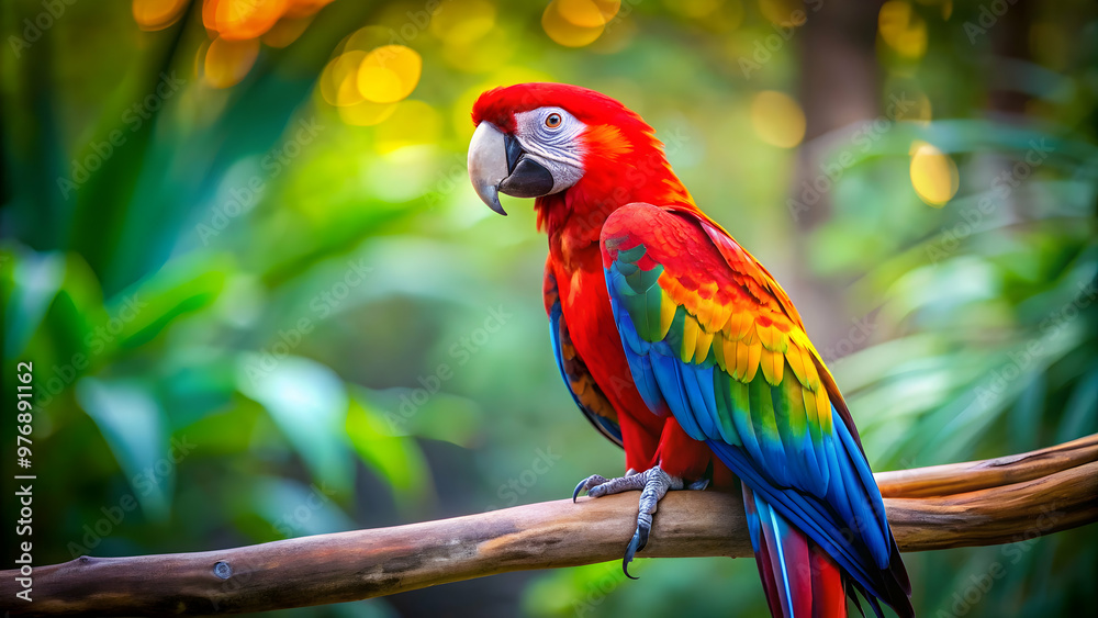 Colorful macaw bird with vibrant feathers perched on a branch, exotic, tropical, beautiful, wildlife, feathers, colorful, parrot Colorful macaw bird with vibrant feathers perched on a branch, exotic, tropical, beautiful, wildlife, feathers, colorful, parrot