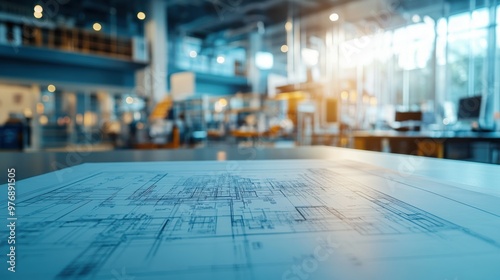 A close-up, high-definition view of a CAD drawing of a construction blueprint, with intricate details of structural beams and electrical layouts displayed on a large computer screen, bathed in