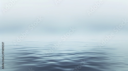 Abstract Blue Blurred Background with Light Sky Blue Color Gradient, Soft Clouds, and Calm Sea Water Texture. Bright Summer Day, Clear Sky, and Minimalistic Vector Illustration in a Realistic Photo St