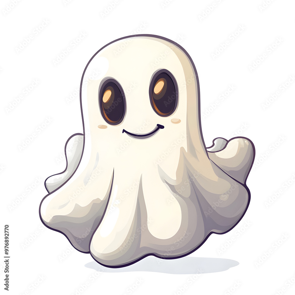 Cute Cartoon Ghost Isolated on White Background Cute Cartoon Ghost Isolated on White Background