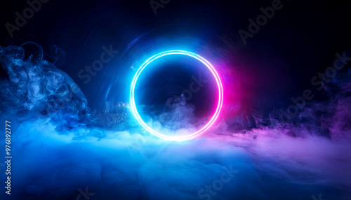 Futuristic Neon Ring with Gradient Light Effects