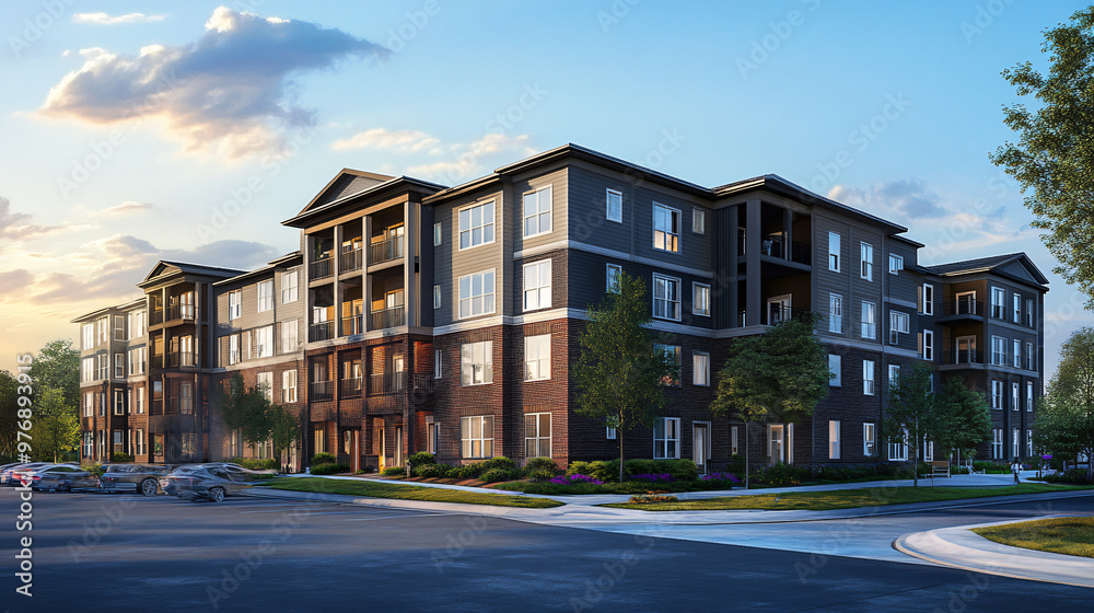 A luxury apartment complex with modern amenities and stylish design. A luxury apartment complex with modern amenities and stylish design.