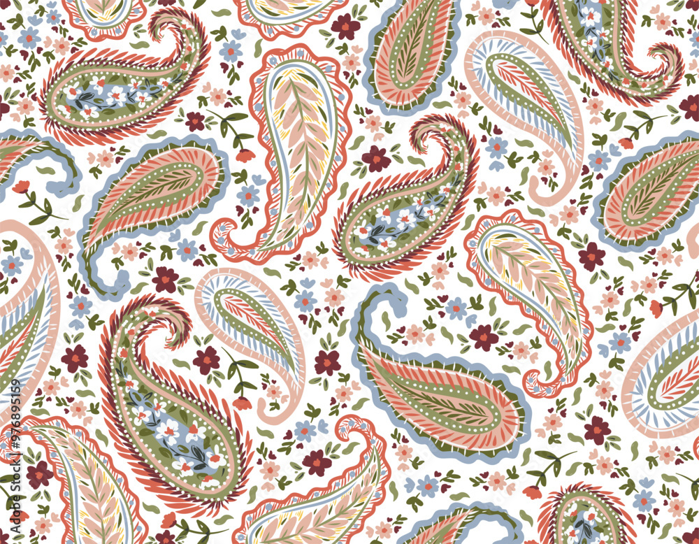 Romantic floral paisley pattern, Persian pattern Indian floral pattern, Vector Illustration Romantic floral paisley pattern, Persian pattern Indian floral pattern, Vector Illustration