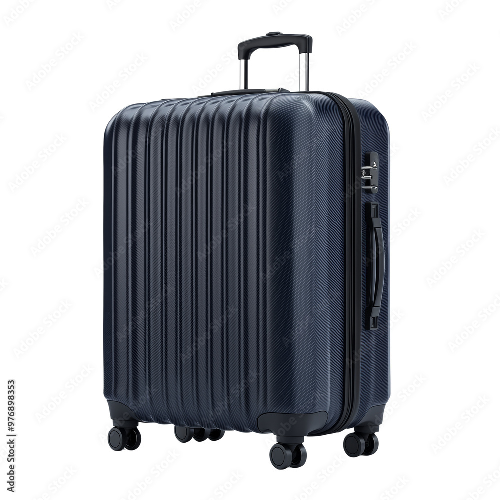Compact navy luggage suitcase with wheels and telescoping handle Compact navy luggage suitcase with wheels and telescoping handle