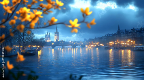 A beautiful cityscape with ...