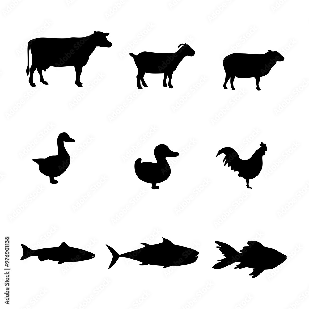 Fototapeta premium farm animals silhouettes