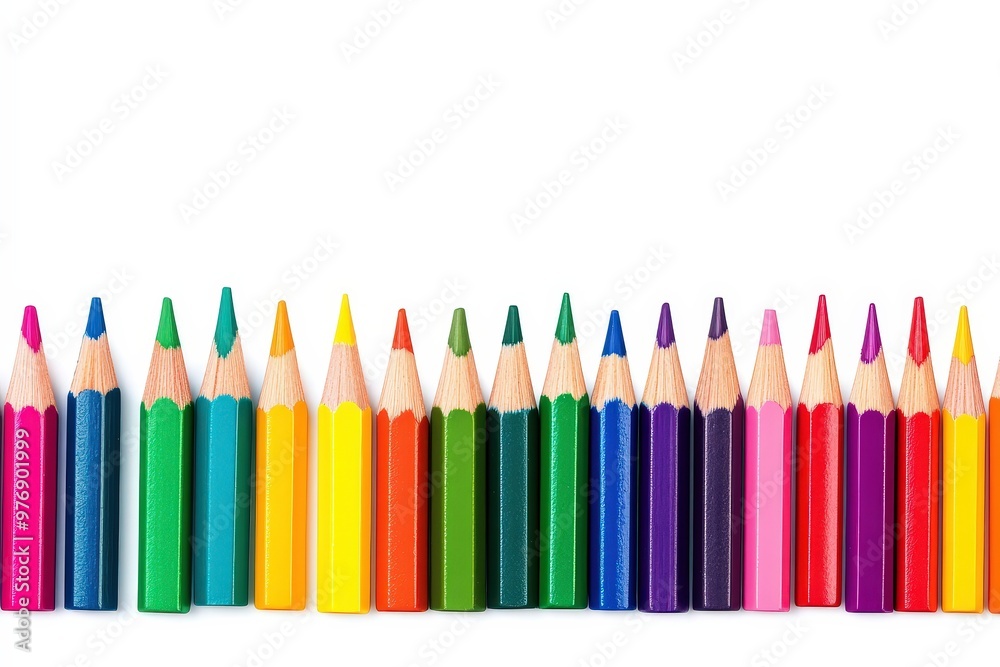 colored pencils on white background close-up Generative AI. Beautiful simple AI generated image colored pencils on white background close-up Generative AI. Beautiful simple AI generated image