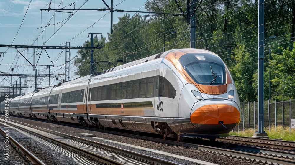 Fototapeta premium Gorgeous 4k ultra HD photo of a sleek high-speed train