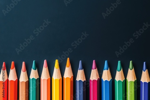 colored pencils on white background close-up Generative AI. Beautiful simple AI generated image