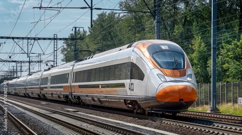 Gorgeous 4k ultra HD photo of a sleek high-speed train