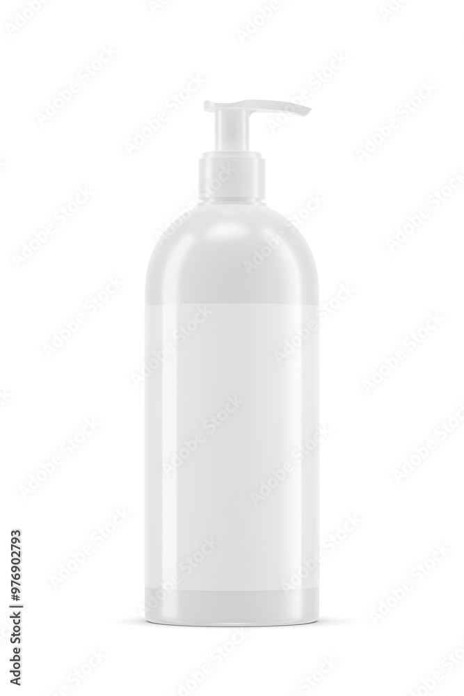 White liquid soap bottle with blank label isolated. 3D rendering illustration. Transparent PNG image. White liquid soap bottle with blank label isolated. 3D rendering illustration. Transparent PNG image.
