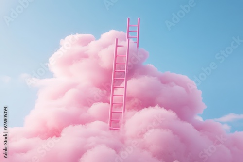 Pink clouds, wallpaper, the soothing beauty of soft-colored clouds. Beautiful simple AI generated image photo