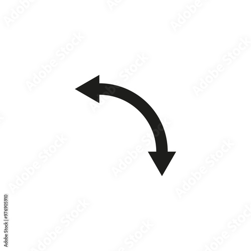 Dual semi circle arrow. Vector illustration. Semicircular curved double ended arrow.