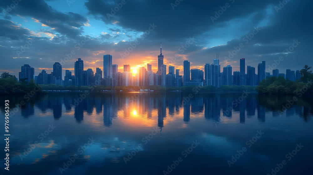 A breathtaking sunset over a city skyline, casting a golden glow on the water and reflecting the skyscrapers. A breathtaking sunset over a city skyline, casting a golden glow on the water and reflecting the skyscrapers.