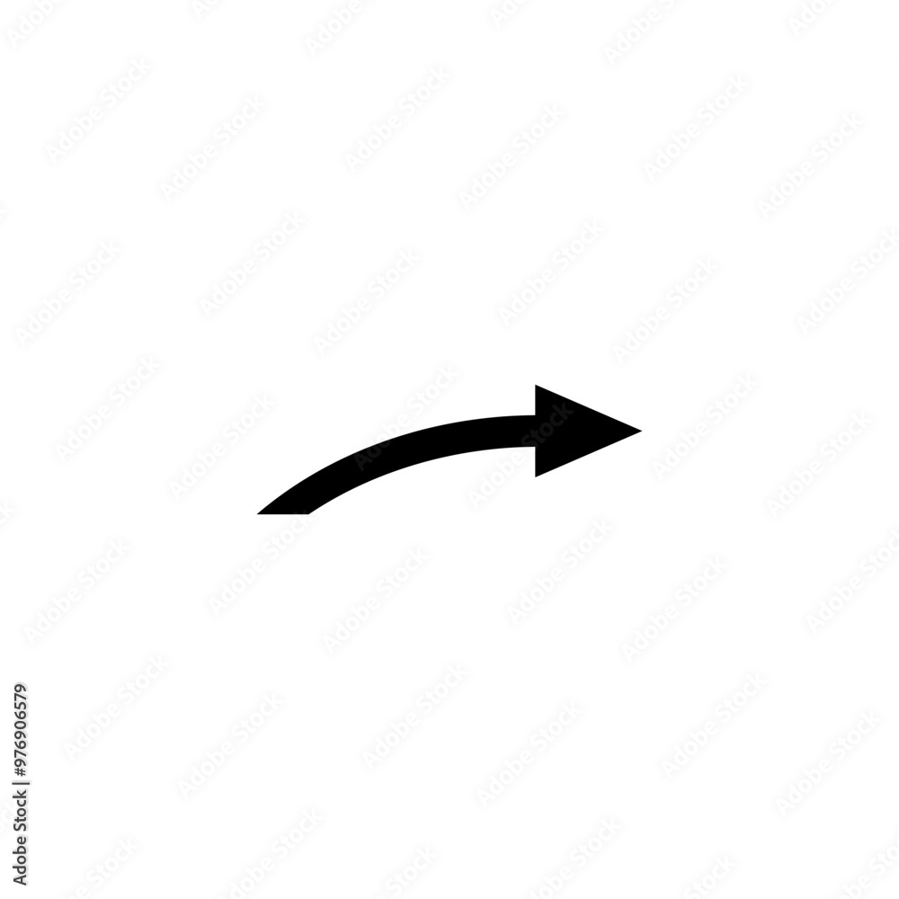 Thin curved bent arrow. Vector illustration. Thin curved bent arrow. Vector illustration.