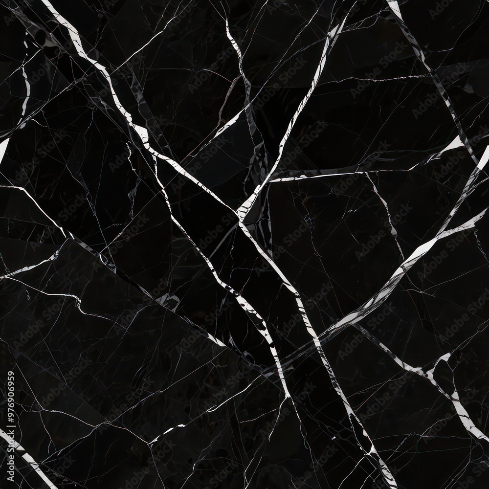A Nero Marquina marble texture with deep black background and sharp white veining for a dramatic effect. A Nero Marquina marble texture with deep black background and sharp white veining for a dramatic effect.