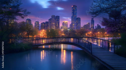 A bridge over a tranquil la...