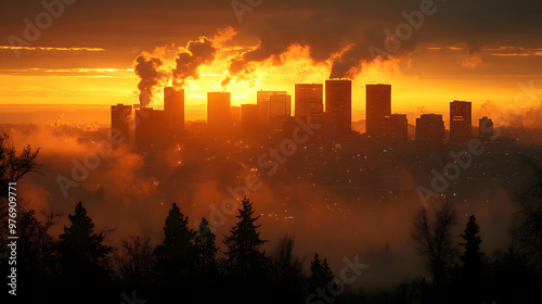 A city skyline bathed in th...