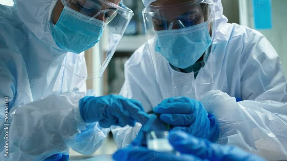 A scientist working in a laboratory with test tubes and research equipment A scientist working in a laboratory with test tubes and research equipment